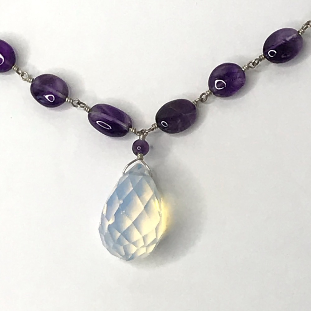 Necklace Purple May be Amethyst Crystal pendant